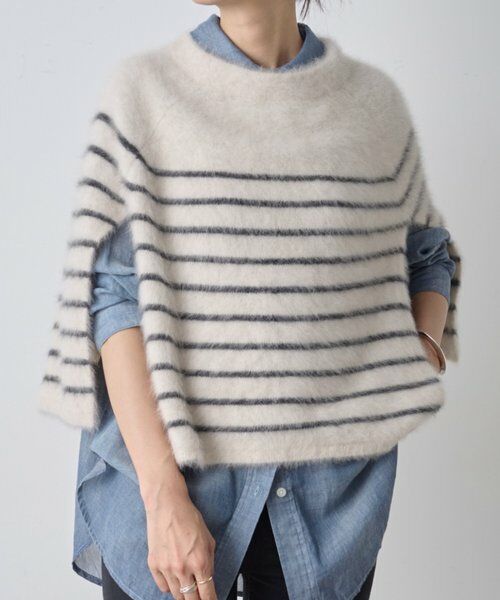 BEARDSLEY/ビアズリー ファーニットポンチョ アイボリー F BEARDSLEY/ビアズリー ファーニットポンチョ アイボリー F