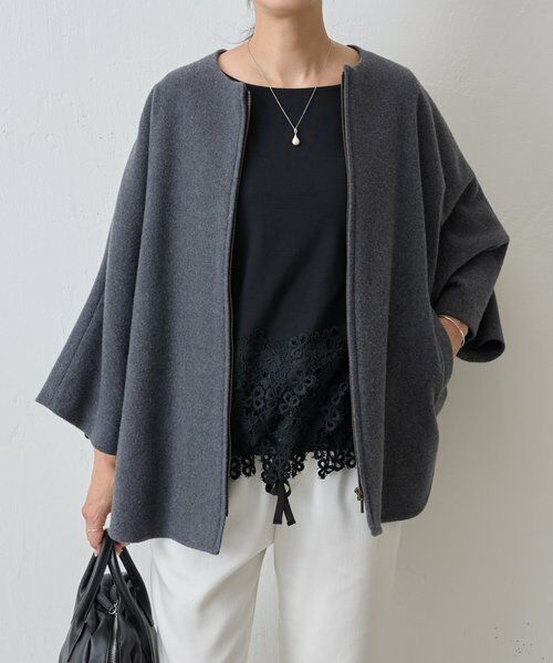 BEARDSLEY ビアズリー 裾 レース カットソー ブラウス ブルー 裾レースカットソー （カットソー）｜BEARDSLEY / ビアズリー