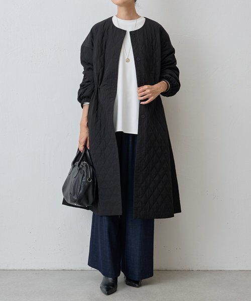 BEARDSLEY ブラック　バルーン袖キルティングフレアーコート BEARDSLEY ブラックバルーン袖キルティングフレアーコート