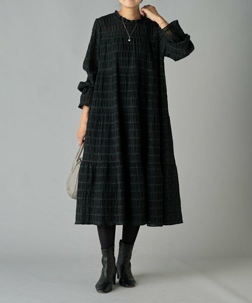 ミニプリーツティアードワンピース （ロング・マキシ丈