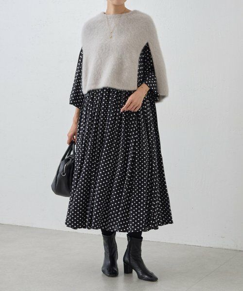 ドットギャザーワンピース （ロング・マキシ丈ワンピース