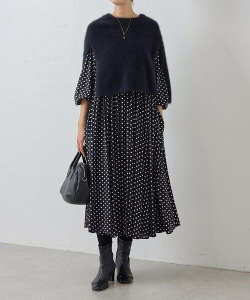 ドットギャザーワンピース　10月1日購入 ドットギャザーワンピース （ロング・マキシ丈ワンピース