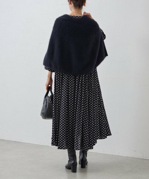 BEARDSLEY ドット柄ロングワンピース Lサイズ ドットギャザーワンピース （ロング・マキシ丈ワンピース