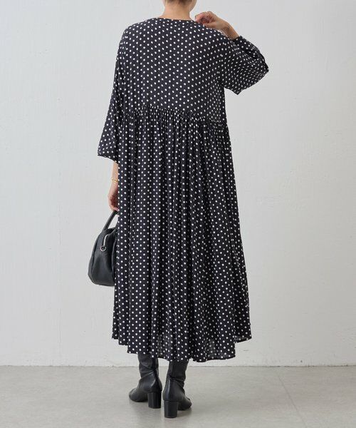 ドットギャザーワンピース （ロング・マキシ丈ワンピース