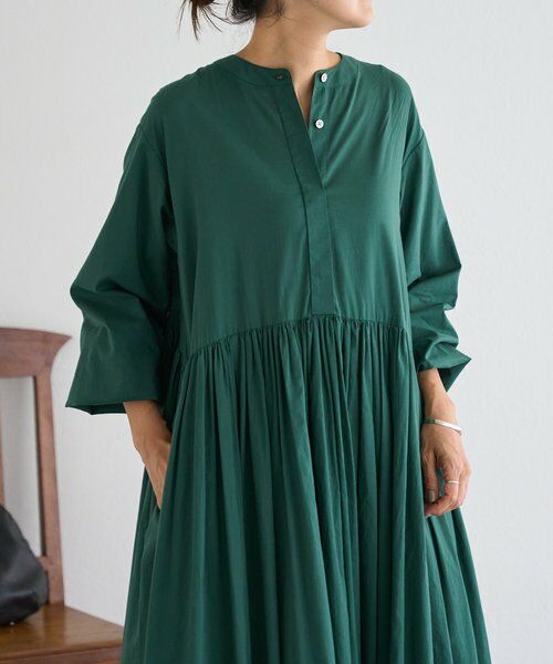 近年.極美品.定価3万☆ボールジィ 洗える タックギャザーワンピース 36 緑 ギャザーワンピース （ロング・マキシ丈ワンピース）｜BEARDSLEY