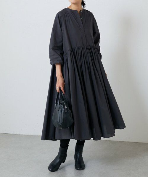 BEARDSLEY/ビアズリー ギャザーワンピース チャコールグレー 0 BEARDSLEY/ビアズリー ギャザーワンピース チャコールグレー 0