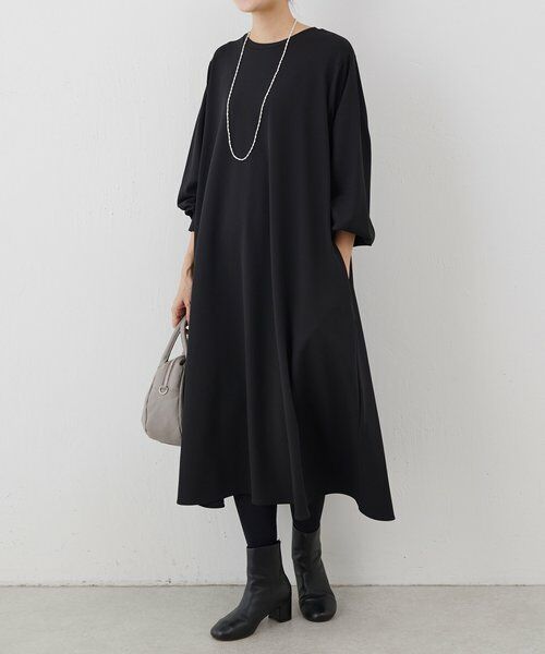タグ付き✨BEARDSLEY 袖ニットテントワンピース マキシ丈 切替 ニットコンビギャザーワンピ （ロング・マキシ丈ワンピース
