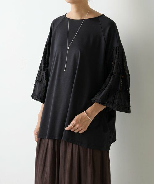 BEARDSLEY / ビアズリー カットソー | 袖編み編みレースカットソー | 詳細1