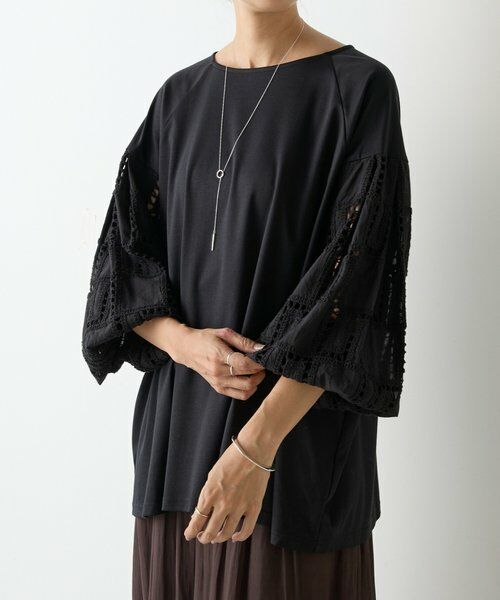 BEARDSLEY / ビアズリー カットソー | 袖編み編みレースカットソー | 詳細4