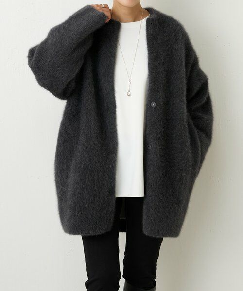 ビアズリー　洗えるニットコート　モカ BEARDSLY ビアズリー 洗えるニットコート モカ ウールポンチョ