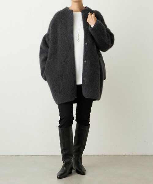 ビアズリー ウール昆　ニットコートブルー　美品　クリーニング済み　最終お値下げ 10/15(水)20時追加予約》ファーニットコート （その他アウター
