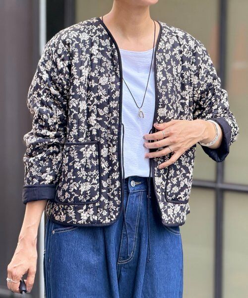 BEARDSLEY / ビアズリー ブルゾン | プリント中綿ジャケット(ブラック)