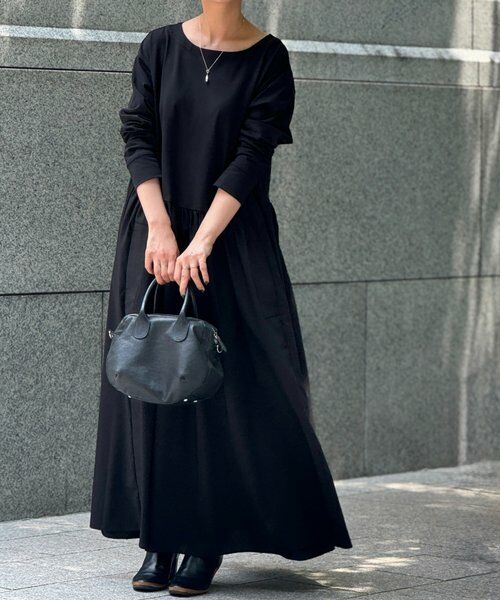 【美品】 ビアズリー　ドット　ニット　ドッキング　ロングワンピース　マキシ丈 美品】 ビアズリー ドット ニット ドッキング ロングワンピース