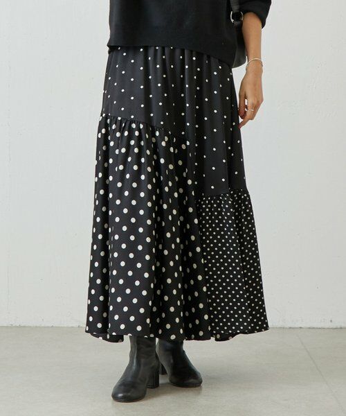 BEARDSLEY / ビアズリー ロング・マキシ丈スカート | ドットパッチワークロングスカート | 詳細1