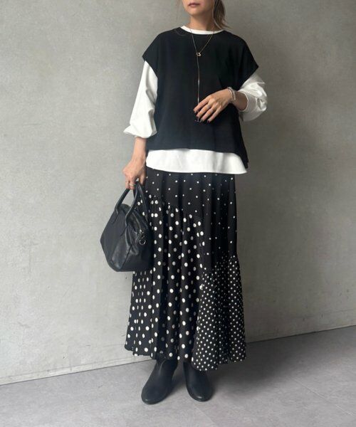 BEARDSLEY / ビアズリー ロング・マキシ丈スカート | ドットパッチワークロングスカート | 詳細10