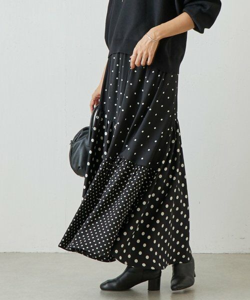 BEARDSLEY / ビアズリー ロング・マキシ丈スカート | ドットパッチワークロングスカート | 詳細2