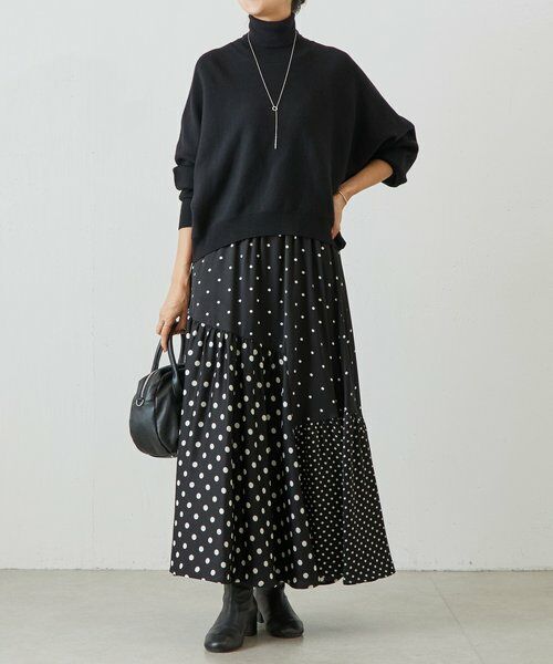 BEARDSLEY / ビアズリー ロング・マキシ丈スカート | ドットパッチワークロングスカート | 詳細6