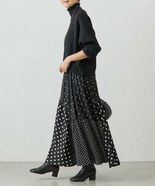 BEARDSLEY / ビアズリー ロング・マキシ丈スカート | ドットパッチワークロングスカート | 詳細7