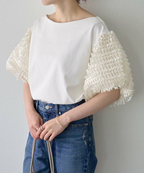 BEARDSLEY/ビアズリー フェザージャガード袖プルオーバー アイボリー F BEARDSLEY/ビアズリー フェザージャガード袖プルオーバー アイボリー F