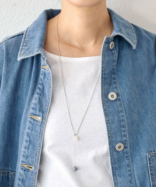 BEARDSLEY / ビアズリー リング | パール付きラリエットネックレス(ネイビー)