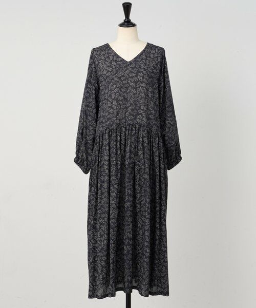 BEARDSLEY / ビアズリー ロング・マキシ丈ワンピース | リーフプリントギャザーワンピース | 詳細28