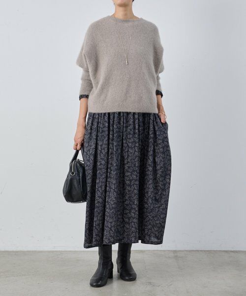 BEARDSLEY / ビアズリー ロング・マキシ丈ワンピース | リーフプリントギャザーワンピース | 詳細4