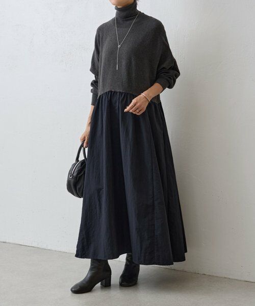 BEARDSLEY / ビアズリー ロング・マキシ丈ワンピース | ニットコンビギャザーワンピース | 詳細1