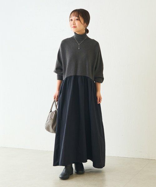 BEARDSLEY / ビアズリー ロング・マキシ丈ワンピース | ニットコンビギャザーワンピース | 詳細14