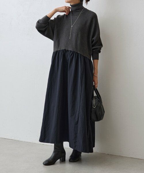 BEARDSLEY / ビアズリー ロング・マキシ丈ワンピース | ニットコンビギャザーワンピース | 詳細2