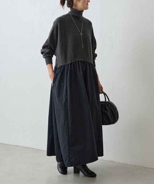 BEARDSLEY / ビアズリー ロング・マキシ丈ワンピース | ニットコンビギャザーワンピース | 詳細5