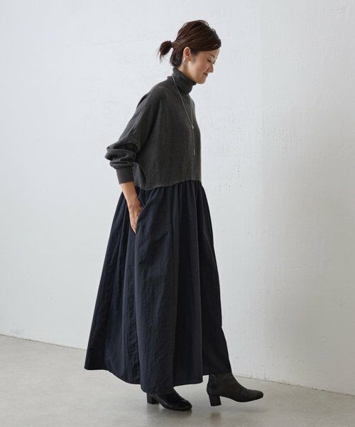 BEARDSLEY / ビアズリー ロング・マキシ丈ワンピース | ニットコンビギャザーワンピース | 詳細6