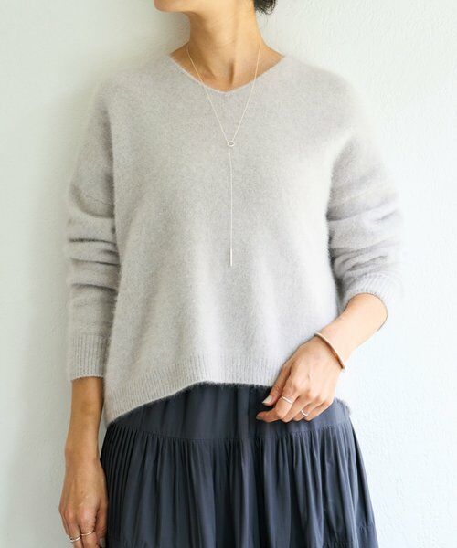 BEARDSLEY/ビアズリー FOXウールVネックニット ライトグレー F BEARDSLEY/ビアズリー FOXウールVネックニット ライトグレー F