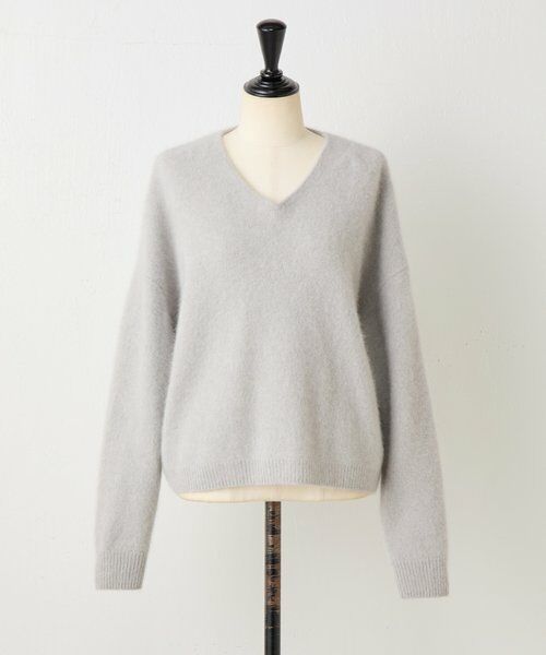 新品★BEARDSLEY FOXウール Vネックニット ライトグレー★今季物 ビアズリー BEARDSLEY FOXウールVネックニット （lightgrey