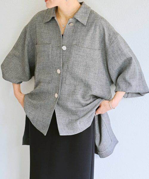 BEARDSLEY/ビアズリー メランジピンヘッドシャツジャケット グレー F BEARDSLEY/ビアズリー メランジピンヘッドシャツジャケット グレー F