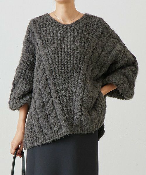 BEARDSLEY/ビアズリー フェザーヤーンケーブルニット グレー F BEARDSLEY/ビアズリー フェザーヤーンケーブルニット グレー F