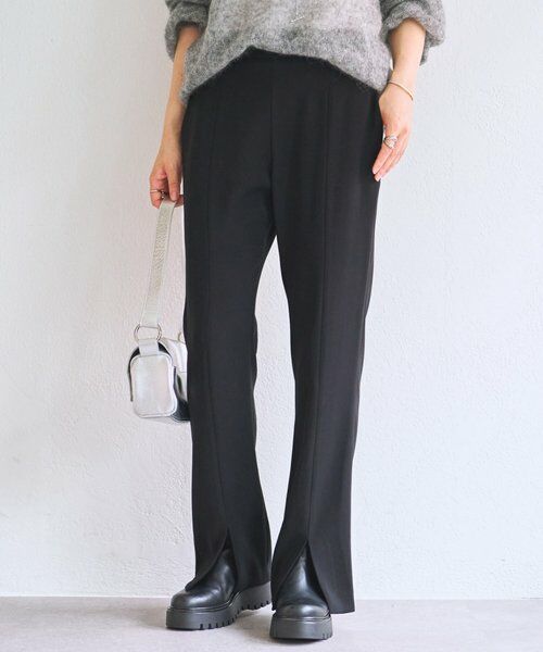BEARDSLEY/ビアズリー トロミフロントスリットパンツ ブラック 0 BEARDSLEY/ビアズリー トロミフロントスリットパンツ ブラック 0