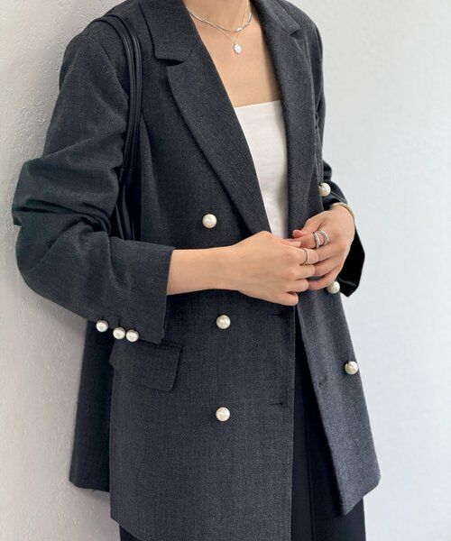 BEARDSLEY / ビアズリー テーラードジャケット | メランジパールボタンジャケット | 詳細1
