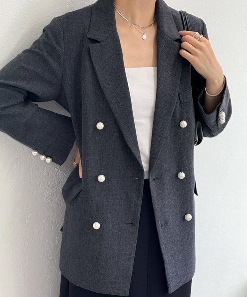 BEARDSLEY / ビアズリー テーラードジャケット | メランジパールボタンジャケット | 詳細3