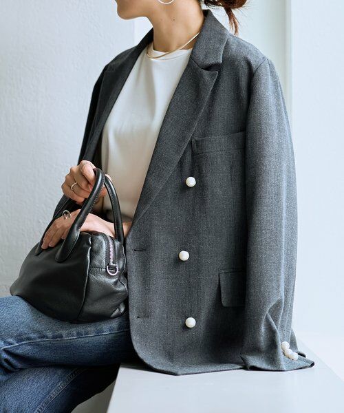 BEARDSLEY / ビアズリー テーラードジャケット | メランジパールボタンジャケット | 詳細6