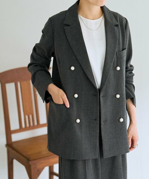 BEARDSLEY / ビアズリー テーラードジャケット | メランジパールボタンジャケット | 詳細7