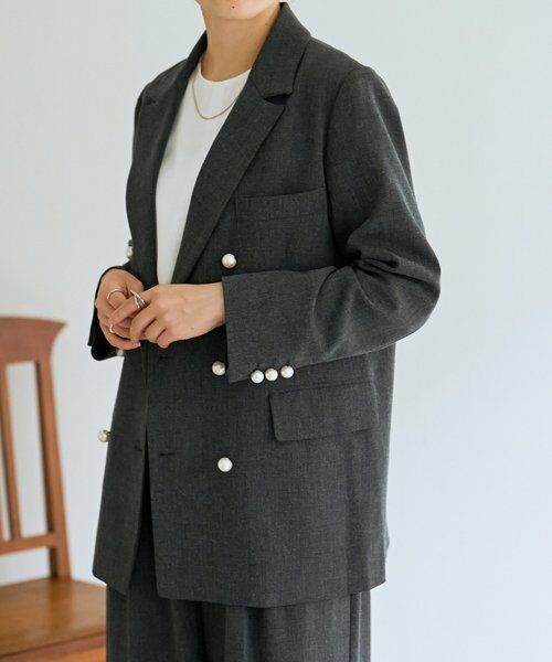BEARDSLEY / ビアズリー テーラードジャケット | メランジパールボタンジャケット | 詳細8