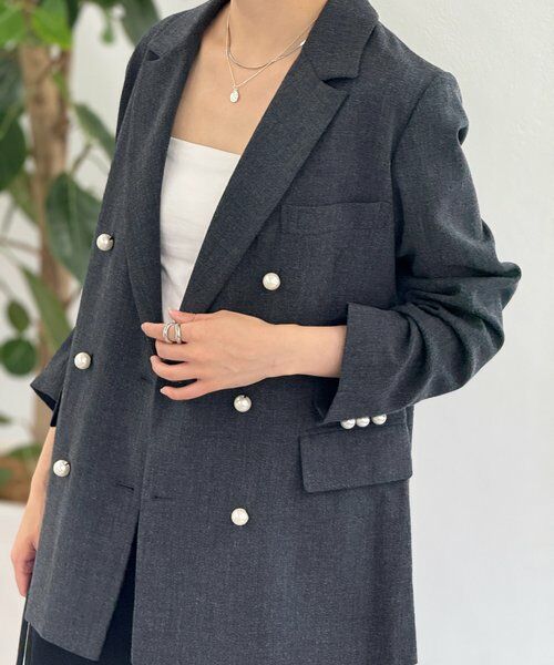 BEARDSLEY / ビアズリー テーラードジャケット | メランジパールボタンジャケット(チャコールグレー)