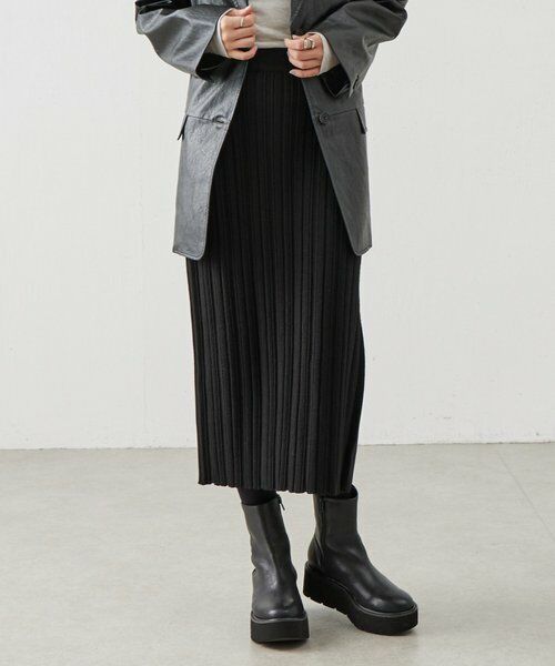 BEARDSLEY / ビアズリー ロング・マキシ丈スカート | 《LEVAR》リブニットスカート（ブラック） | 詳細13