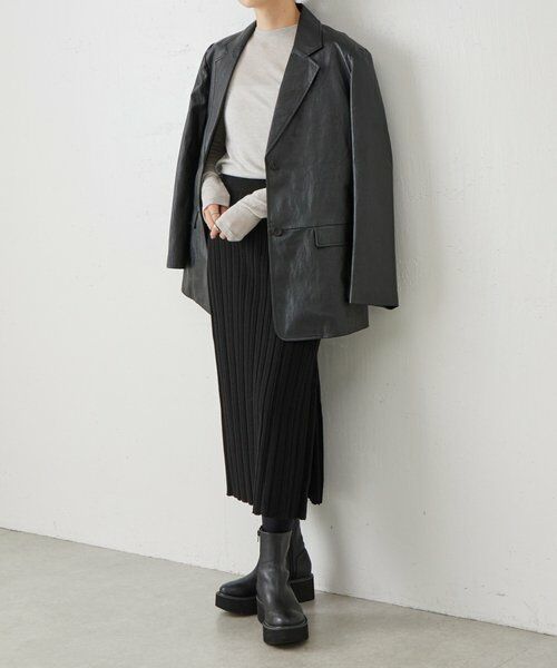 BEARDSLEY / ビアズリー ロング・マキシ丈スカート | 《LEVAR》リブニットスカート（ブラック） | 詳細14