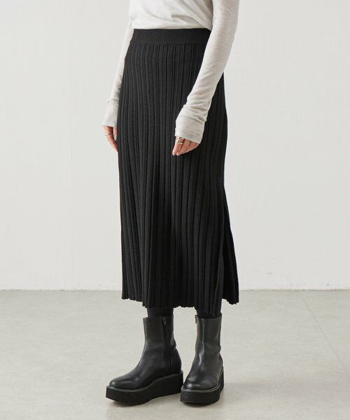 BEARDSLEY / ビアズリー ロング・マキシ丈スカート | 《LEVAR》リブニットスカート（ブラック） | 詳細2