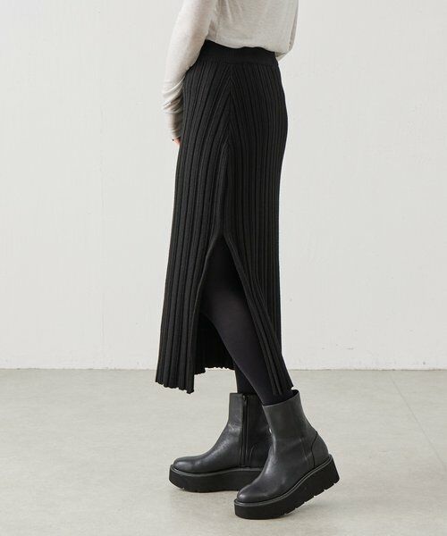 BEARDSLEY / ビアズリー ロング・マキシ丈スカート | 《LEVAR》リブニットスカート（ブラック） | 詳細3