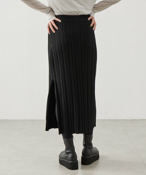 BEARDSLEY / ビアズリー ロング・マキシ丈スカート | 《LEVAR》リブニットスカート（ブラック） | 詳細4
