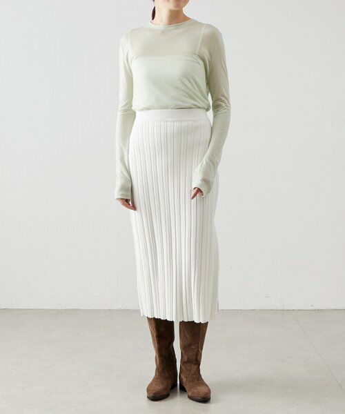 BEARDSLEY / ビアズリー ロング・マキシ丈スカート | 《LEVAR》リブニットスカート（ホワイト） | 詳細1