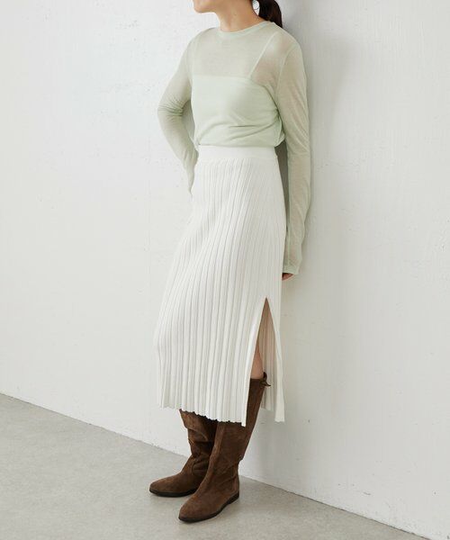 BEARDSLEY / ビアズリー ロング・マキシ丈スカート | 《LEVAR》リブニットスカート（ホワイト） | 詳細10