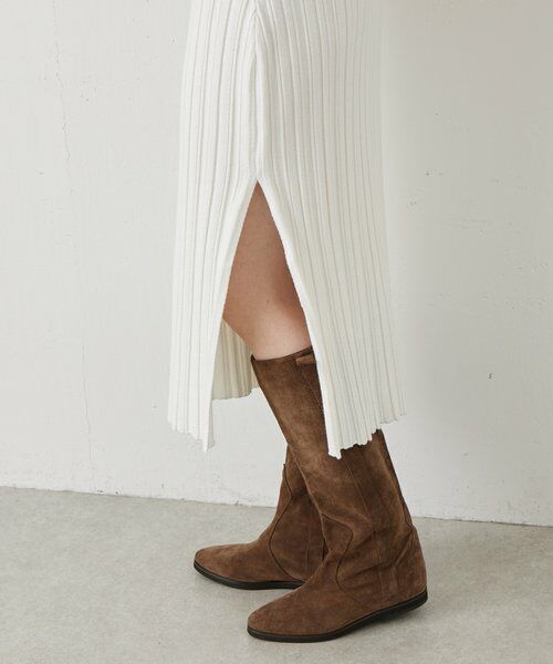 BEARDSLEY / ビアズリー ロング・マキシ丈スカート | 《LEVAR》リブニットスカート（ホワイト） | 詳細11